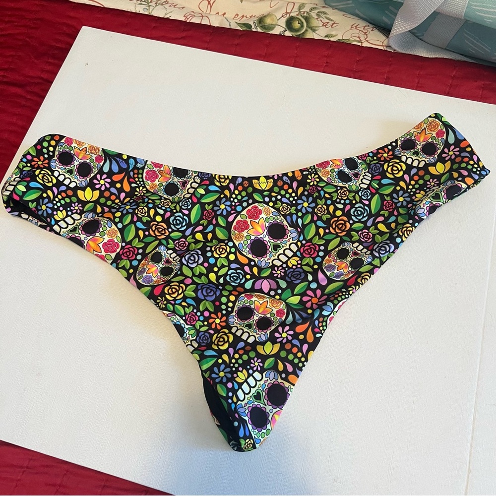 Curvy Beach Sugar Skulls Cheeky Bikini Bottom